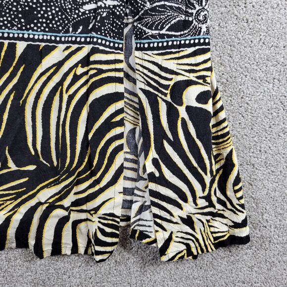 VTG Jams World Voile Zabiscus Dress Womens L Black White Rare Print Side Slit - Picture 6 of 14